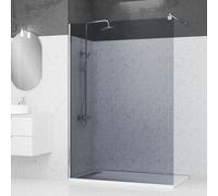 Pack Paroi de Douche 140x200cm Verre Fumé 8mm - Barre de Fixation Extensible et Profil Chrome