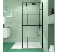 Pack Paroi de douche 90x195 cm + Receveur Blanc effet pierre 140x90 cm