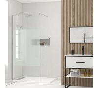 Pack Paroi de Douche Dépolie 100x200cm + Barre de fixation extensible - Verre 8mm - Finition Chrome