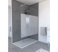 Pack Paroi de Douche Dépolie 140x200cm + Barre de fixation extensible - Verre 8mm - Finition Chrome