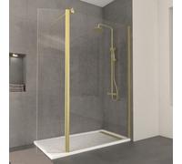 Pack Paroi de Douche et Volet Pivotant 120+40x200 cm - Profilé + Barre de Fixation Or Doré Brossé