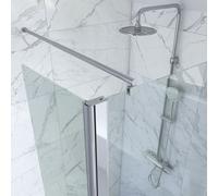 Pack Paroi de Douche et Volet Pivotant 120+40x200 cm - Verre Transparent - Barre de Fixation Chrome