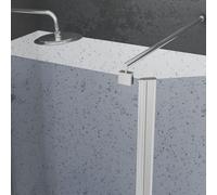 Pack Paroi de Douche et Volet Pivotant 90+40x200cm - Verre Fumé Bleu Nuit + Barre Fixation Chrome