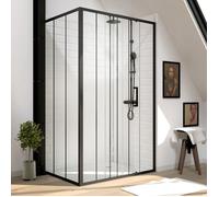 Pack Paroi porte de douche serigraphiee - 120x200cm + Paroi retour - 80x200 cm - PORTE COULISSANTE