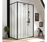 Pack Paroi porte de douche serigraphiee - 120x200cm + Paroi retour - 90x200 cm - PORTE COULISSANTE