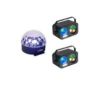 Pack PARTY LIGHT & SOUND - Portique 2 Projecteurs 2 effets 3-en-1 Machine Fumée Soirée Dj