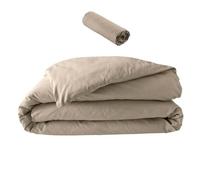 Pack parure 260 x 240 cm en percale 78 Fils + DH 160x200 cm Sable