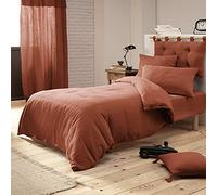 Pack Parure de Couette 140x200 cm + Drap Housse 90x190 + 1 taie Gaze de Coton Bio Terracotta