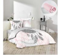 Pack parure de couette 200x200 cm Namaste + drap housse 140x190 Rose