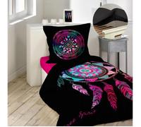 Pack parure de couette enfant 140x200 cm Porte bonheur + drap housse 90x190 Noir