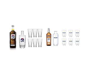 Pack PASTIS 51-70cl 45% + 6 verres + Carafe & RICARD Pastis de Marseille 70cl + 6 verres + Carafe
