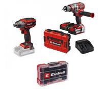 Pack perceuse à percussion Pro + visseuse à chocs Pro et coffret 35 embouts - Power X-Change EINHELL