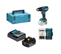 Pack perceuse-visseuse à percussions 18V DHP485ZJ + BL1830B+ DC18RC + coffret 29 accessoires MAKITA