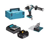 Pack perceuse-visseuse DDF486ZJ + Batterie BL1850B 5 Ah + Chargeur DC18RC + Coffret de 8 forets bois Ø3-10 mm MAKITA