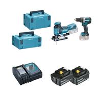 Pack Perceuse-visseuse DHP484 + Scie sauteuse DJV181 + 2 batteries BL1850 18V 5 Ah + 1 chargeur rapide DC18RC MAKITA