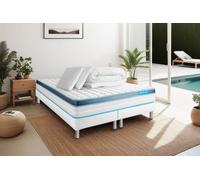 Pack Perform 180 x 200 cm - 23cm - Mmoire de forme - Ferme - Sommier Tapissier Blanc - Avec couette et oreillers