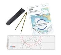 Pack permis Plaisance hauturier - Règle Cras + Compas Laiton + Carte SHOM 9999 - Kit Officiel pour Candidat au Permis Mer Hauturier