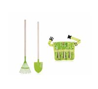 Pack Petit Jardinier - Ceinture avec 3 outils + pelle bois et métal + râteau de feuille-