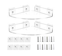 Pack Petite Étagère d'angle de salle de bain Acrylique Transparent Support mural Douche flottante pour bouteilles, tasses et plantes