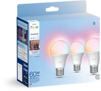 Pack de 3 ampoules LED connectées A60 - PHILIPS HUE - Lumière blanche et colorée - Culot E27 - 8 W - 2200-6500K - 806 lumens