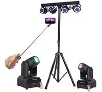 Pack Pied Lumière DJ BOOST-LIGHT70 Projecteur Par 2 Lyres DMX Beam Ibiza LMH250-RC - Enceinte Perche Téléscopique FREESOUND SELFIE