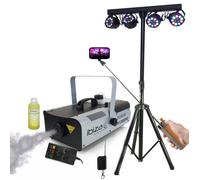 Pack Pied Lumière Portique DJ BOOST-LIGHT70 4 Projecteurs - Machine Fumée Ibiza LSM1200PRO - Enceinte Perche FREESOUND-SELFIE