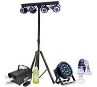 Pack Pied Lumière Portique DJ BOOST-LIGHT70 4 Projecteurs - Machine Fumée PARTY-SM400 - Projecteur PARTY-PAR181 - Jeu Astro RGB