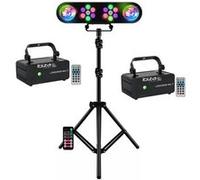 Pack Pied Lumière Portique DJ LEDBAR-ASTRO-RC - 2 Lasers Ibiza LZR200RGB-MULTI Soirée Ambiance Animation Discothèque Club