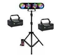 Pack Pied Lumière Portique DJ LEDBAR-ASTRO-RC - 2 Lasers Ibiza LZR200RGB-MULTI Soirée Ambiance Animation Discothèque Club