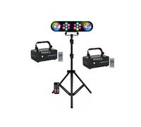 Pack Pied Lumière Portique DJ LEDBAR-ASTRO-RC - 2 Lasers Ibiza LZR200RGB-MULTI Soirée Ambiance Animation Discothèque Club