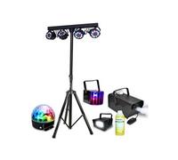 Pack Pied Lumière Portique DJ BOOST-LIGHT70 4 Projecteurs - Machine Fumée PARTY-SM400 - Ensemble Derby Strobe Astro PARTY-3PACK
