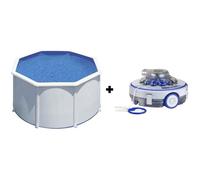 Pack Piscine ronde acier Ø2,60m x H: 1,22m + Robot à batterie rechargeable