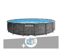 Pack piscine tubulaire Intex Baltik ronde 5,49 x 1,22 m + 6 cartouches de filtration Gris G