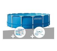 Pack piscine tubulaire Intex Metal Frame ronde 4,57 x 1,22 m + 6 cartouches de filtration + Kit d'entretien G