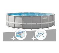 Kit piscine tubulaire Intex Prism Frame ronde 6,10 x 1,32 m + 6 cartouches de filtration + Kit d'entretien