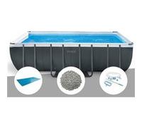 Pack piscine tubulaire Ultra XTR Frame rectangulaire 5,49 x 2,74 x 1,32 m + Bâche à bulles + 10 kg de zéolite + Kit d'entretien