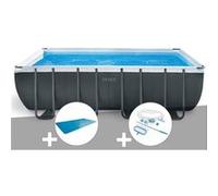 Pack piscine tubulaire Intex Ultra XTR Frame rectangulaire 5,49 x 2,74 x 1,32 m + Bâche à bulles + Kit d'entretien G