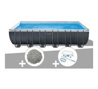 Pack piscine tubulaire Intex Ultra XTR Frame rectangulaire 7,32 x 3,66 x 1,32 m + 20 kg de zéolite + Kit d'entretien G
