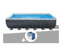 Intex - Kit piscine tubulaire Ultra xtr Frame rectangulaire 7,32 x 3,66 x 1,32 m + Bâche à bulles - Gris