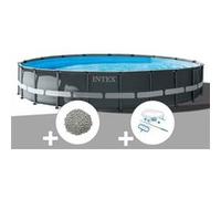 Kit piscine tubulaire Intex Ultra XTR Frame ronde 6,10 x 1,22 m + 20 kg de zéolite + Kit d'entretien