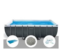 Pack piscine tubulaire Ultra XTR Frame rectangulaire 5,49 x 2,74 x 1,32 m + Bâche à bulles + 10 kg de zéolite + Kit d'entretien