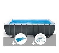 Pack piscine tubulaire Ultra XTR Frame rectangulaire 5,49 x 2,74 x 1,32 m + Bâche à bulles + Kit d'entretien