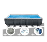 Pack piscine tubulaire Ultra XTR Frame rectangulaire 7,32 x 3,66 x 1,32 m + Bâche à bulles + 20 kg de zéolite + Kit d'entretien