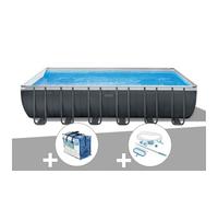 Kit piscine tubulaire Intex Ultra XTR Frame rectangulaire 7,32 x 3,66 x 1,32 m + Bâche à bulles + Kit d'entretien