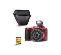 KODAK Pack Pixpro AZ255 + Carte Mémoire SD 32Go + Etui - Appareil Photo Bridge Numérique 16MP, Zoom Optique 25X, Stabilisateur, Video Full HD 1080p, Grand angle 24 mm, Ecran LCD 3 '', Pile AA - Rouge