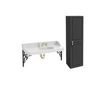 Pack plan vasque suspendu 3 trous Cléo 1889 + colonne droite + mélangeur croisillon chromé + siphon chromé