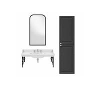 Pack plan vasque suspendu 3 trous Cléo 1889 + colonne droite + miroir + mélangeur croisillon chromé + siphon chromé