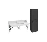 Pack plan vasque suspendu 3 trous Cléo 1889 + colonne droite + siphon chromé