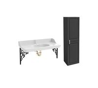 Pack plan vasque suspendu 3 trous Cléo 1889 + colonne droite + siphon or