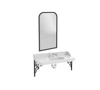 Pack plan vasque suspendu 3 trous Cléo 1889 + miroir + mélangeur croisillon chromé + siphon chromé